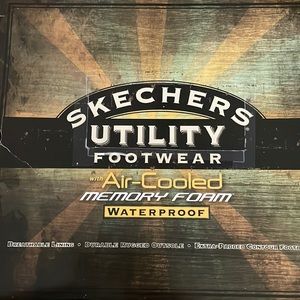 Man’s Skechers utility footwear. Memory foam. Waterproof